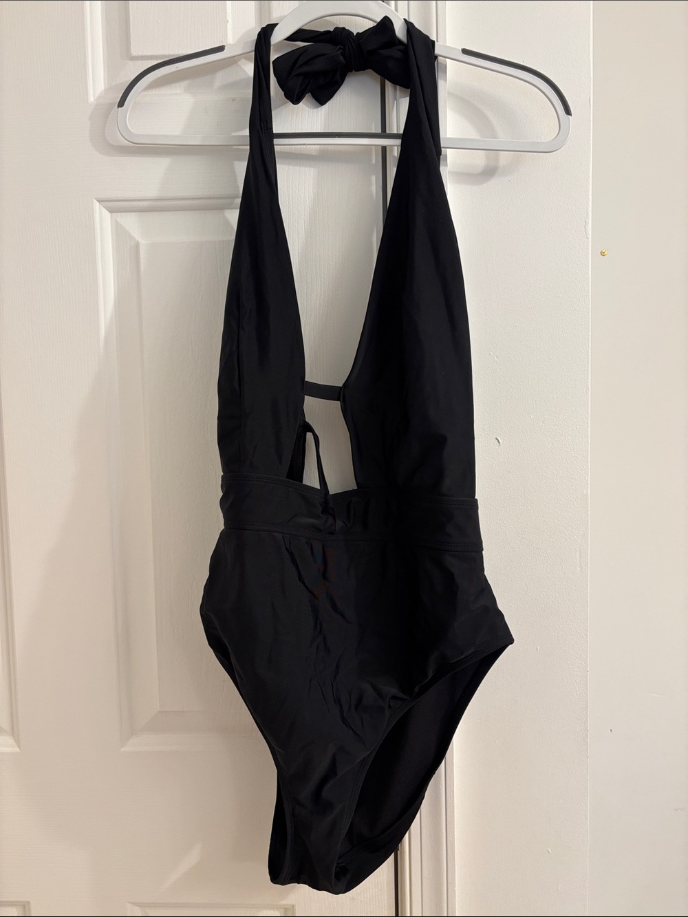 Adore Me Brinlee Black Halter One-Piece Swimsuit